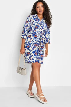 M&Co Womens White Floral Print Tie Tunic Shirt Dress>Women Shirt Dresses