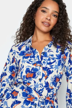 M&Co Womens White Floral Print Tie Tunic Shirt Dress><noscript><img width=