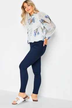 M&Co Womens White Floral Print Tie Neck Blouse>Women Blouses