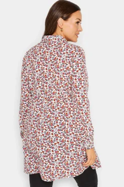 M&Co Womens White Floral Print Tie Waist Tunic Shirt><noscript><img width=