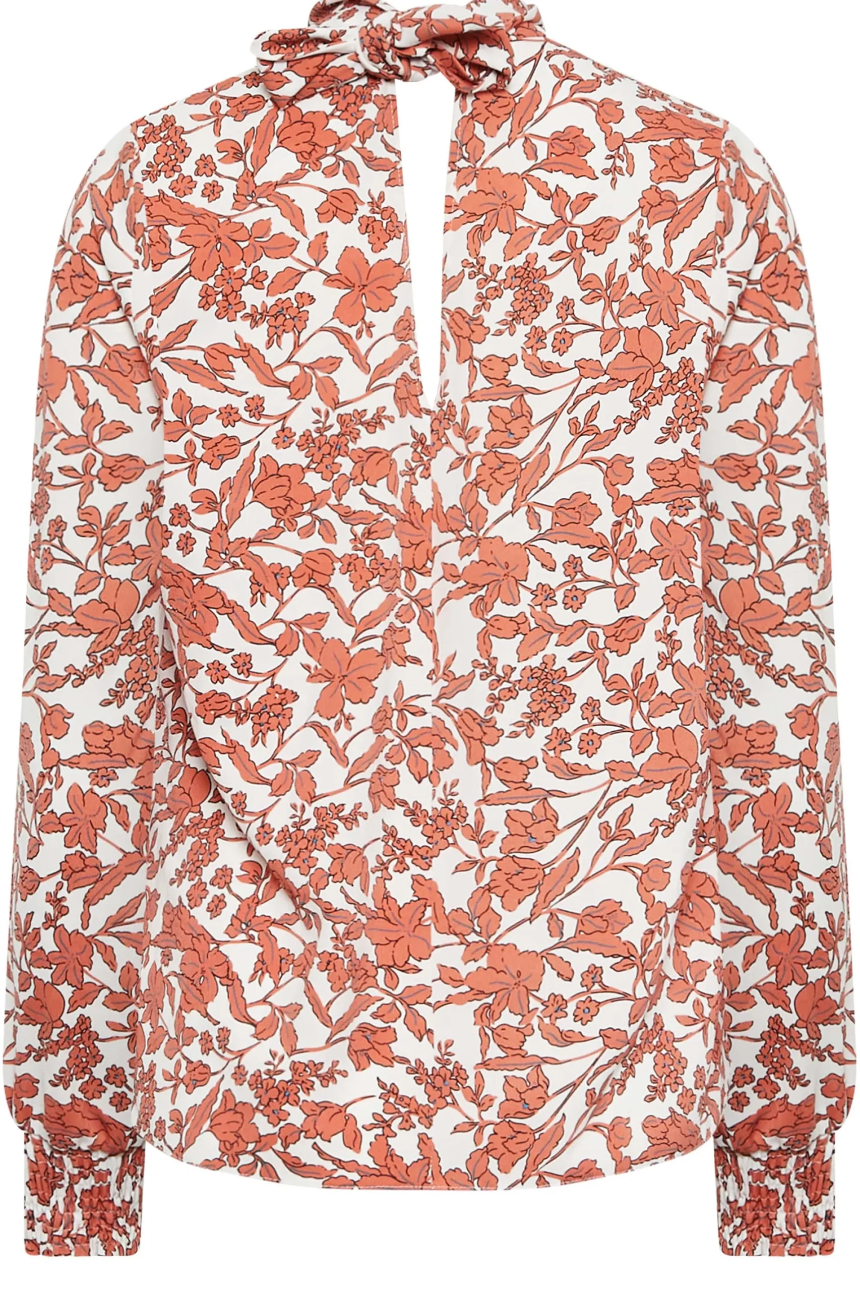 M&Co Womens White Floral Print High Neck Blouse>Women Long Sleeve Tops