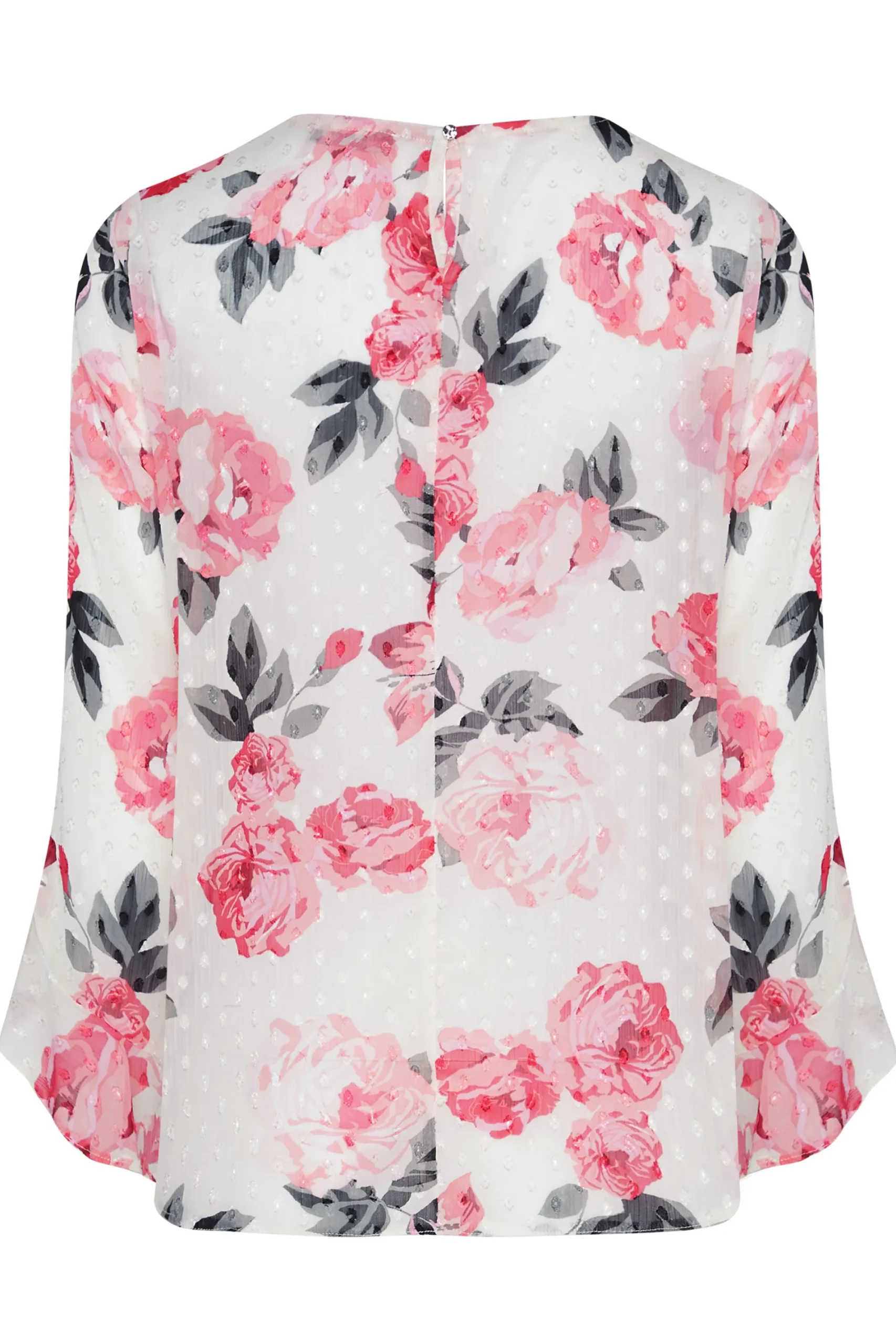 M&Co Womens White Floral Print Dobby Frill Sleeve Blouse>Women Blouses