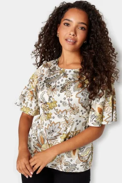 M&Co Womens White Floral Tie Back Blouse>Women Short Sleeve Tops