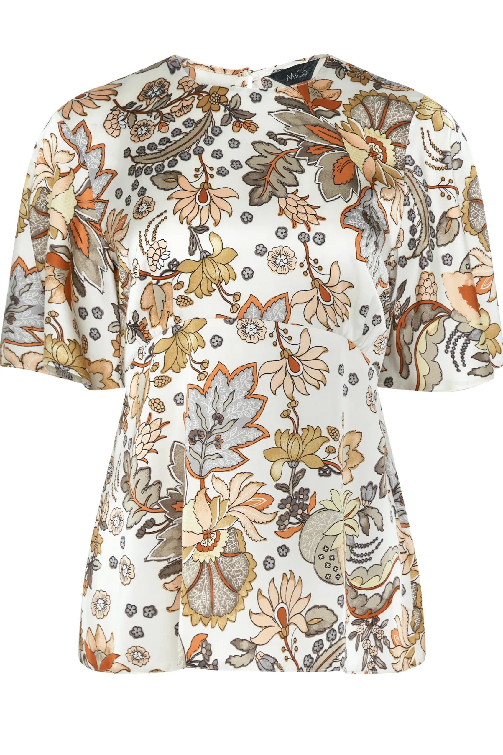 M&Co Womens White Floral Tie Back Blouse>Women Short Sleeve Tops