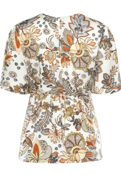 M&Co Womens White Floral Tie Back Blouse><noscript><img width=