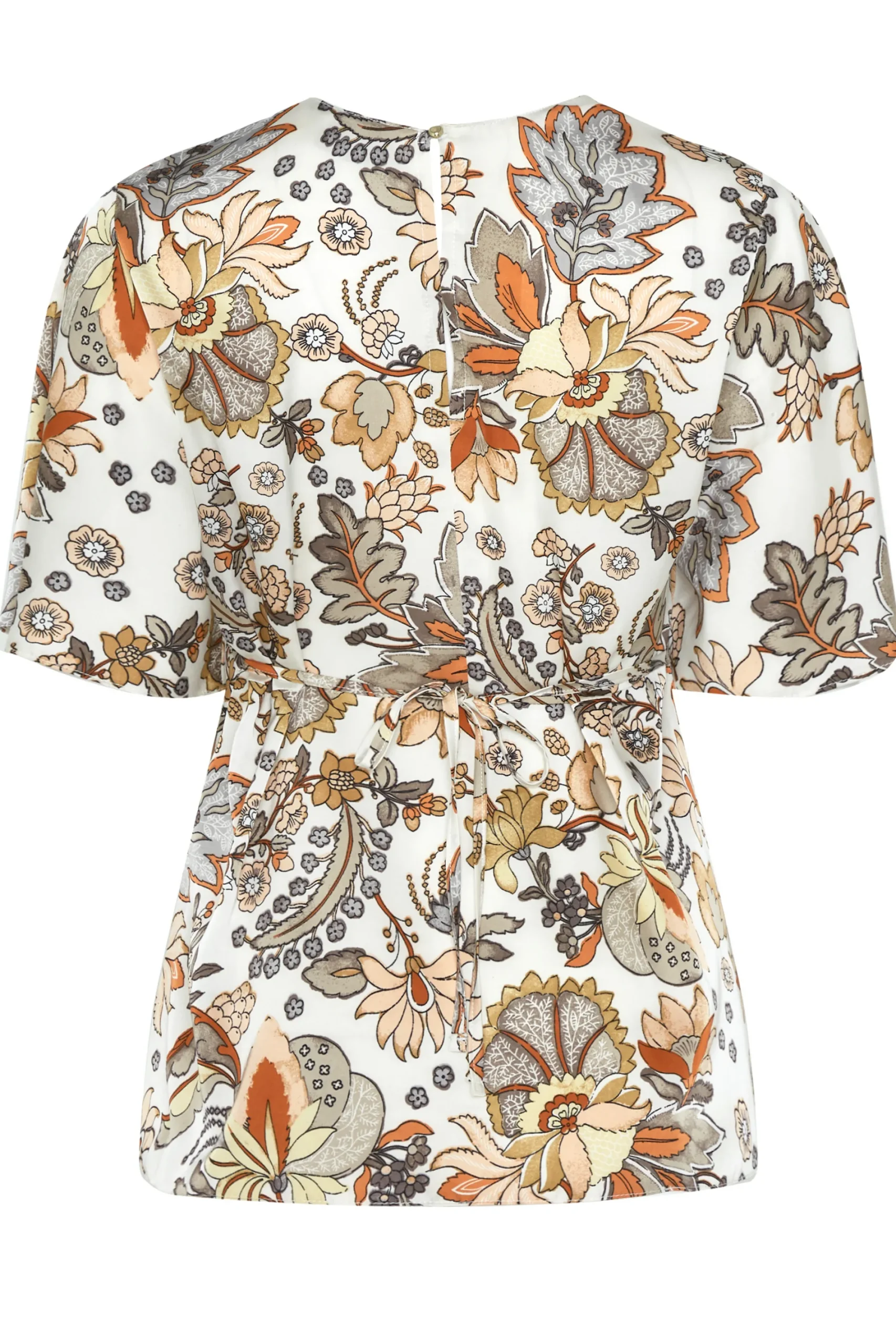 M&Co Womens White Floral Tie Back Blouse>Women Short Sleeve Tops