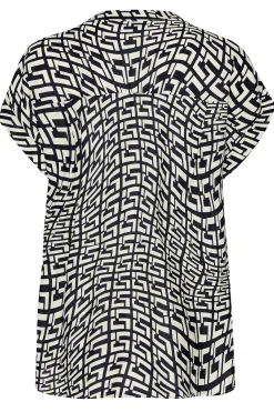 M&Co Womens White Geometric Print Short Sleeve Shirt><noscript><img width=