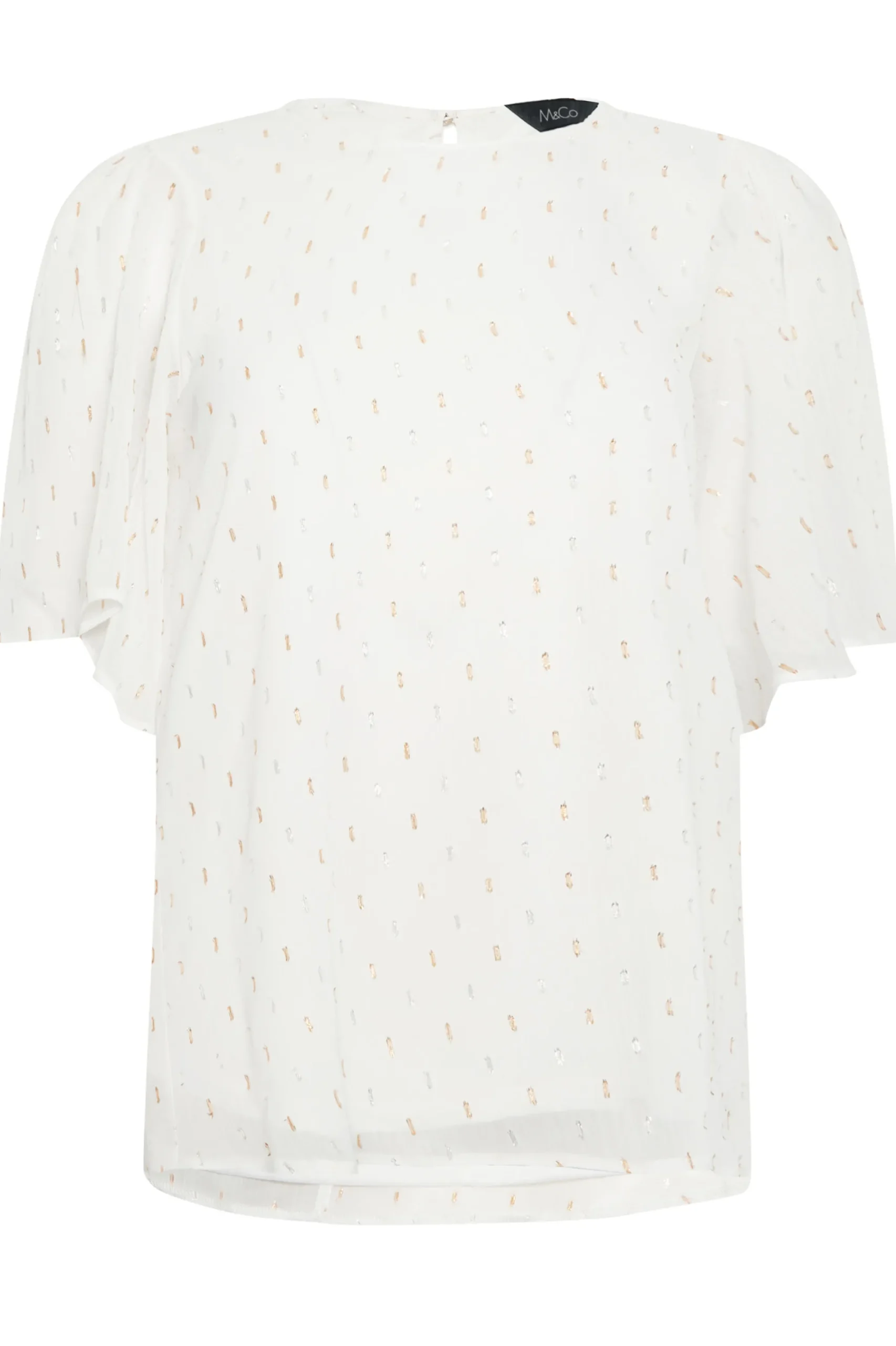 M&Co Womens White Glitter Detail Blouse>Women Short Sleeve Tops