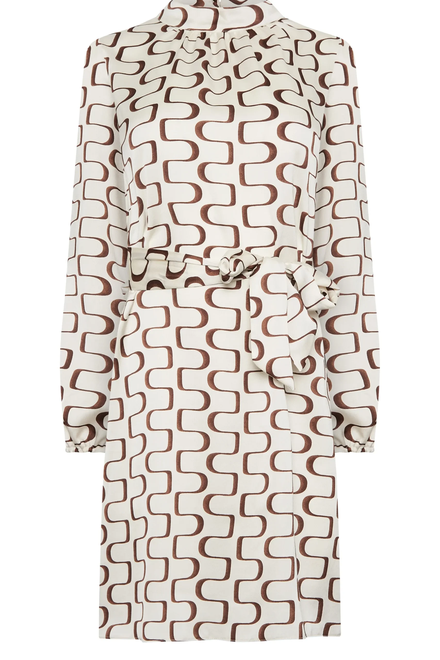 M&Co Womens White Ivory Geometric Print High Neck Tunic Blouse>Women Shirts