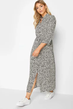 M&Co Womens White Ivory Floral Print Tie Belt Shirt Dress>Women Shirt Dresses