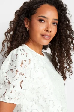 M&Co Womens White Lace Puff Sleeve Blouse><noscript><img width=