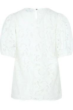M&Co Womens White Lace Puff Sleeve Blouse><noscript><img width=