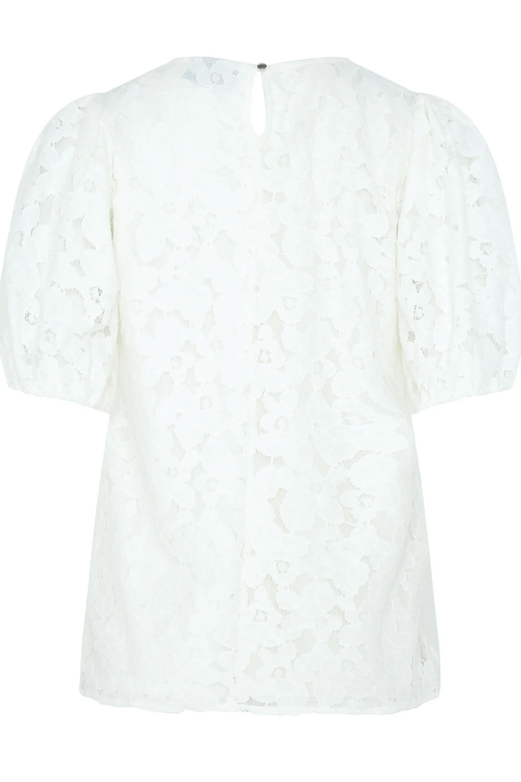 M&Co Womens White Lace Puff Sleeve Blouse>Women Blouses