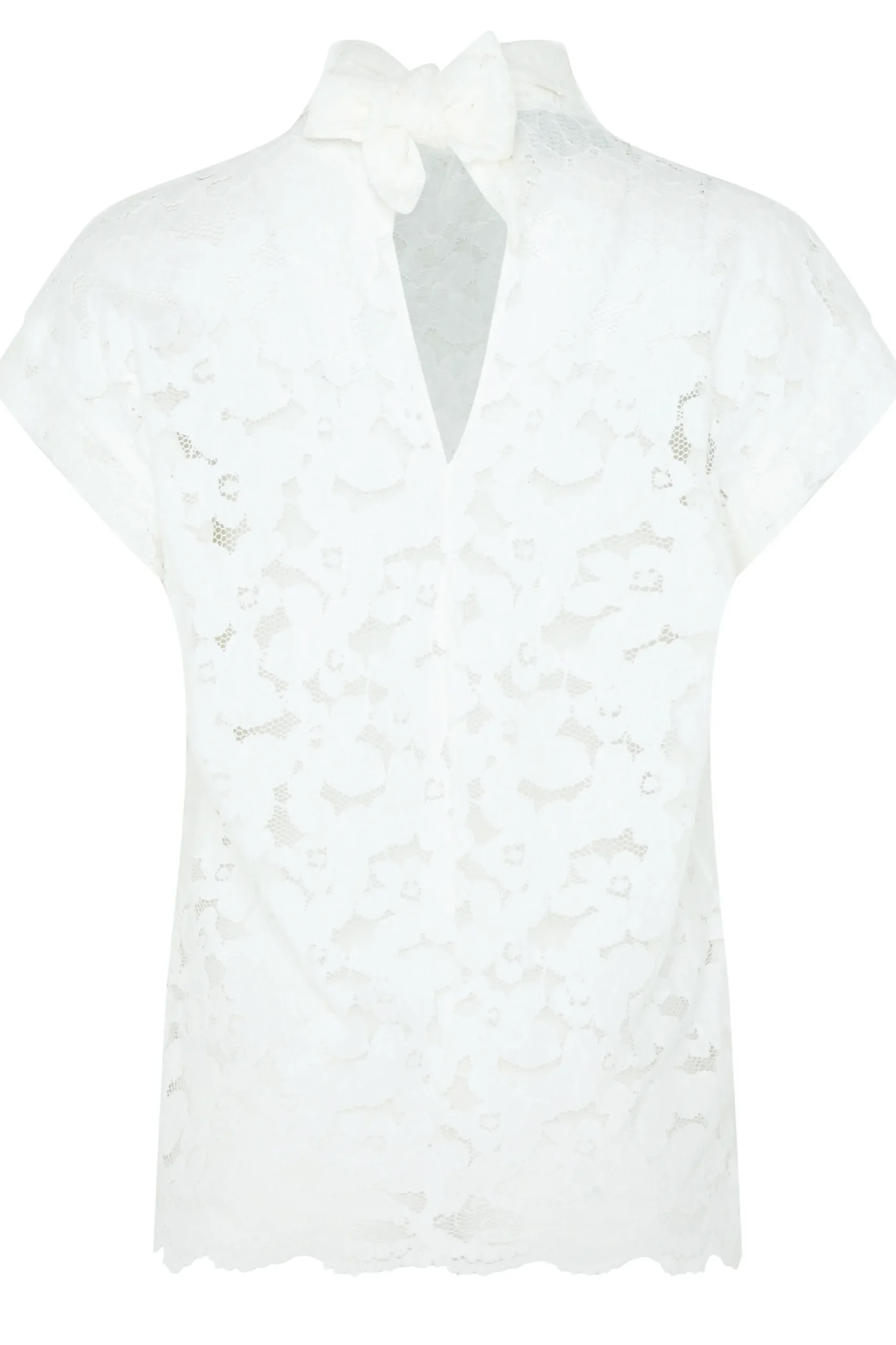 M&Co Womens White Lace Tie Back Blouse>Women Short Sleeve Tops