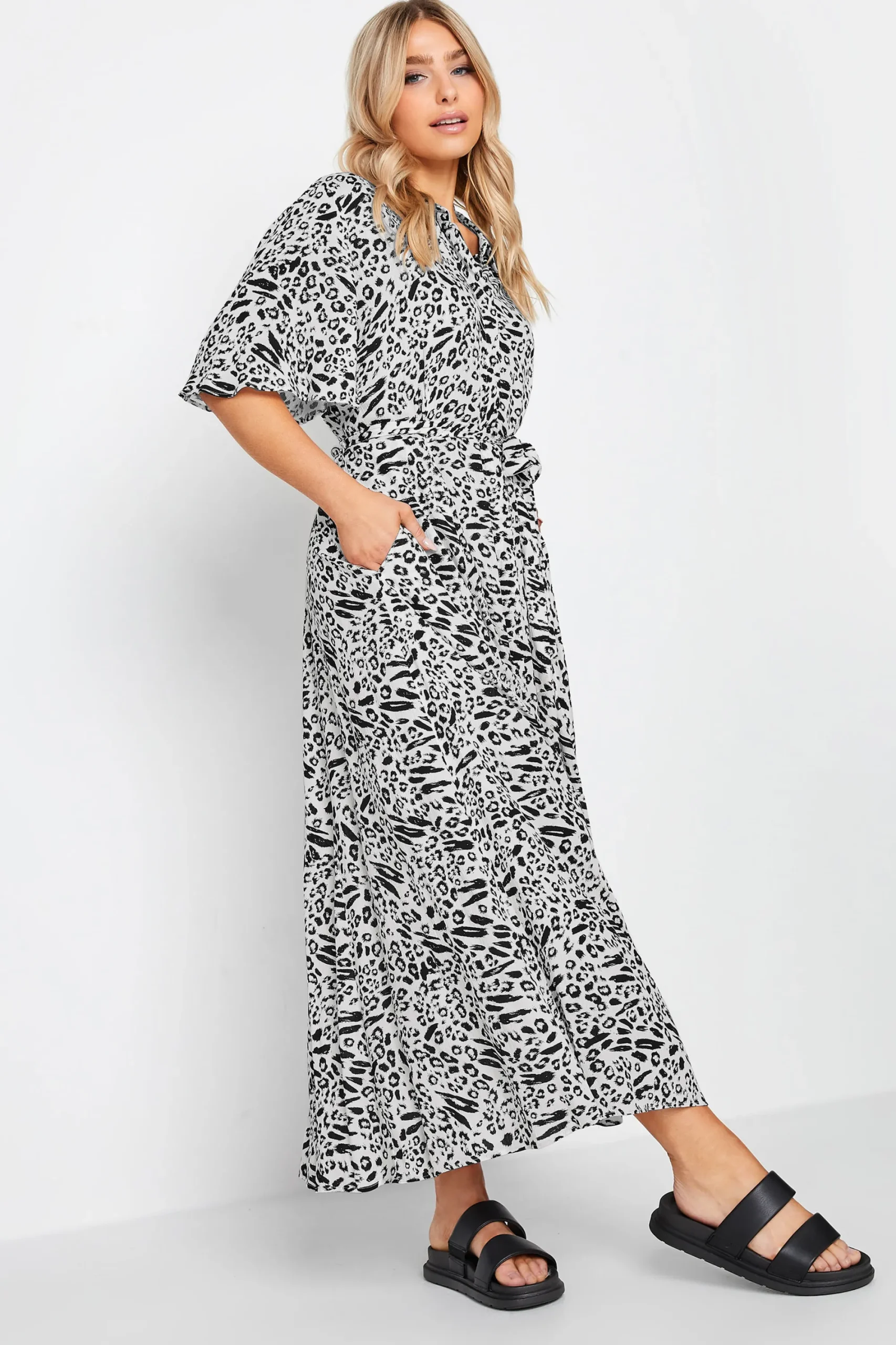 M&Co Womens White Mixed Animal Print Shirt Dress>Women Shirt Dresses