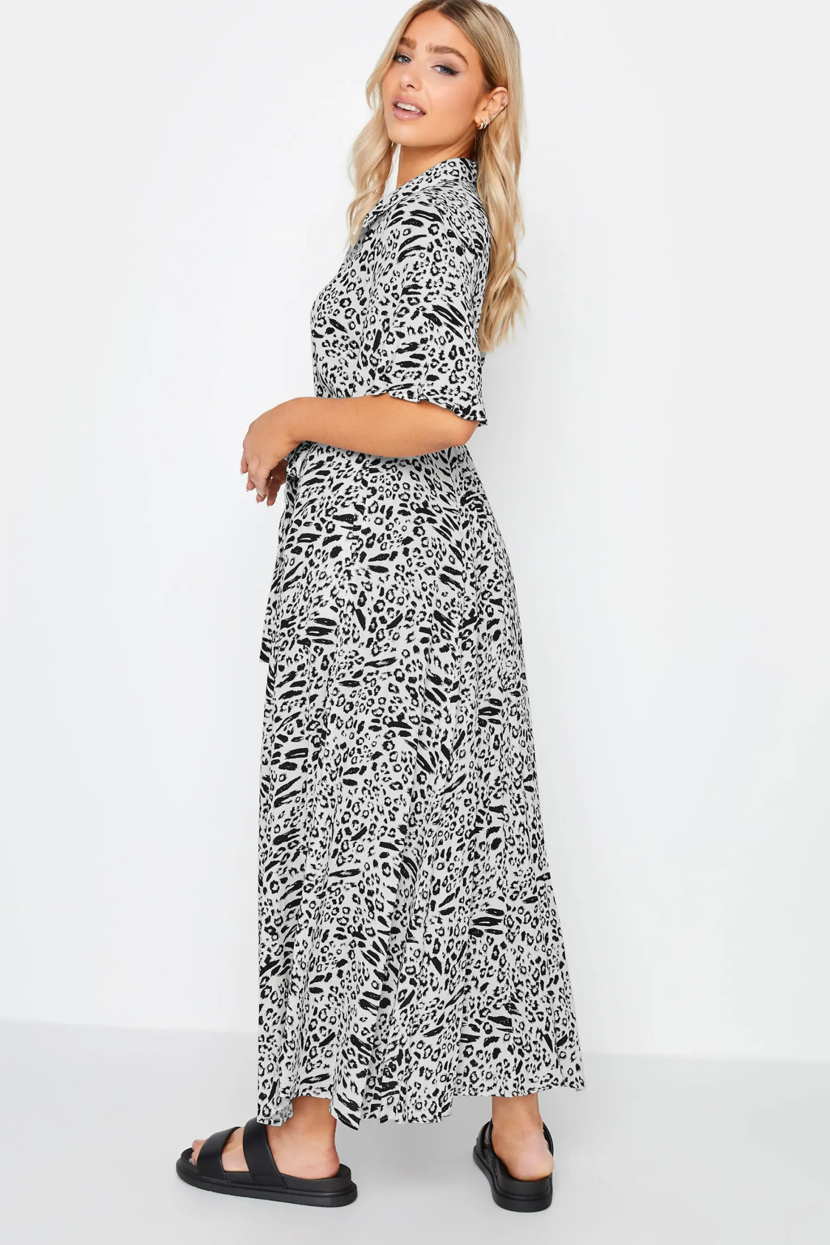 M&Co Womens White Mixed Animal Print Shirt Dress>Women Shirt Dresses