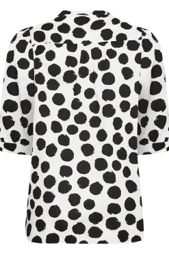 M&Co Womens White Polka Dot Puff Sleeve Shirt><noscript><img width=