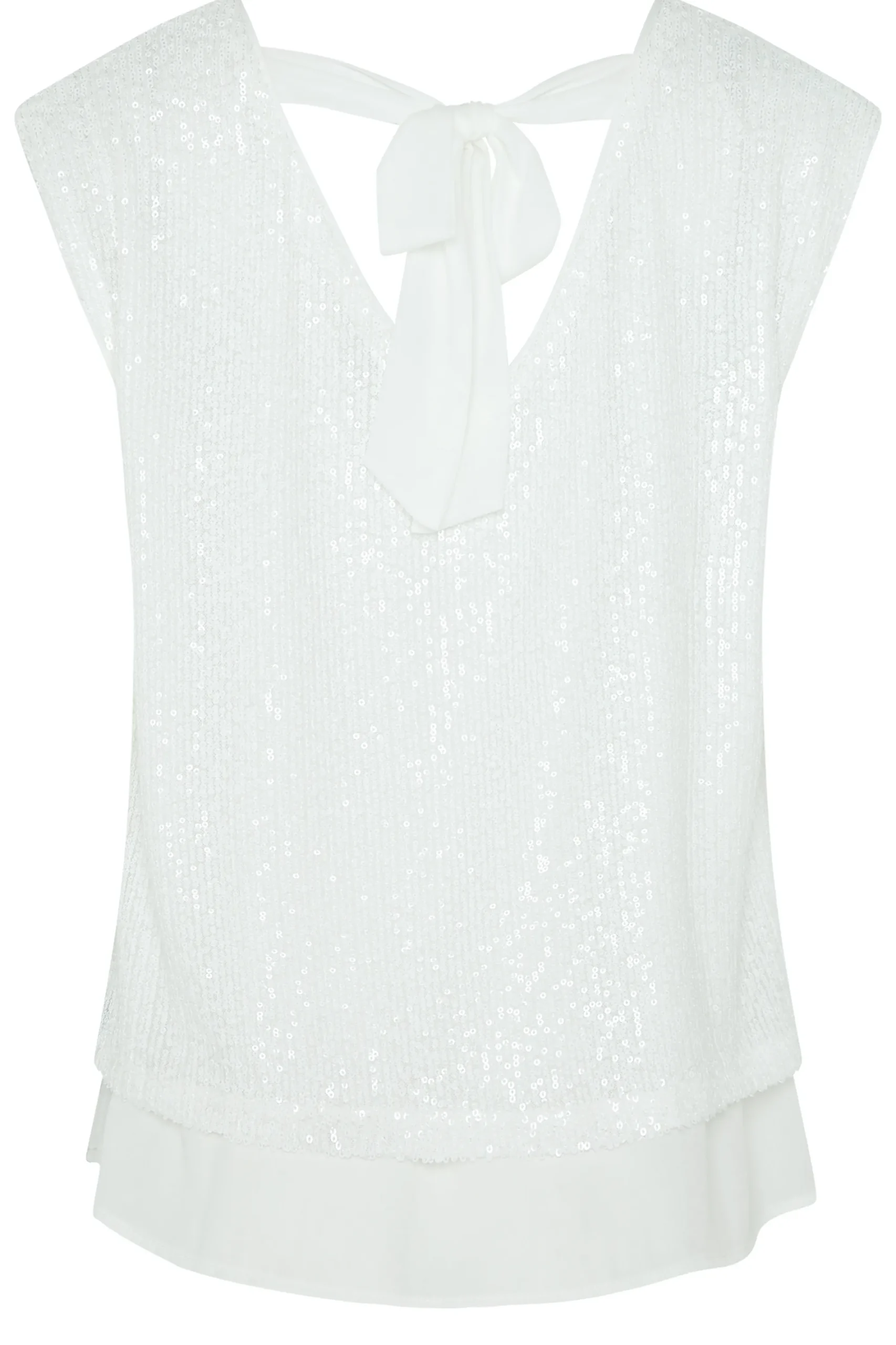 M&Co Womens White Sequin Tie Back Top>Women Short Sleeve Tops