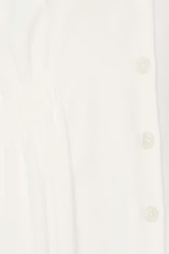 M&Co Womens White Shirred Waist Button Dress>Women Midi Dresses