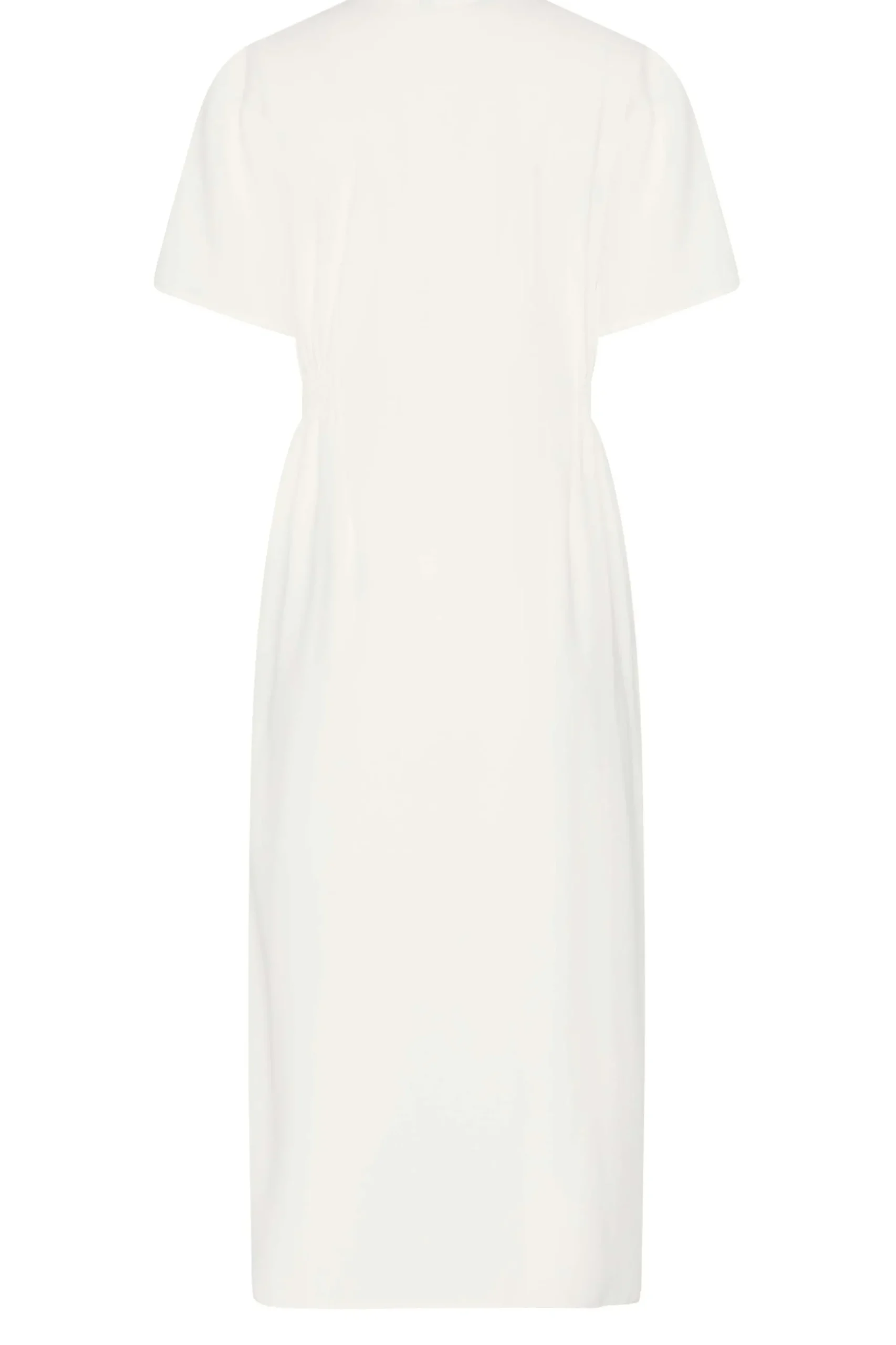 M&Co Womens White Shirred Waist Button Dress>Women Midi Dresses