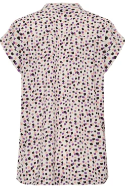M&Co Womens White Spot Print V-Neck Blouse><noscript><img width=