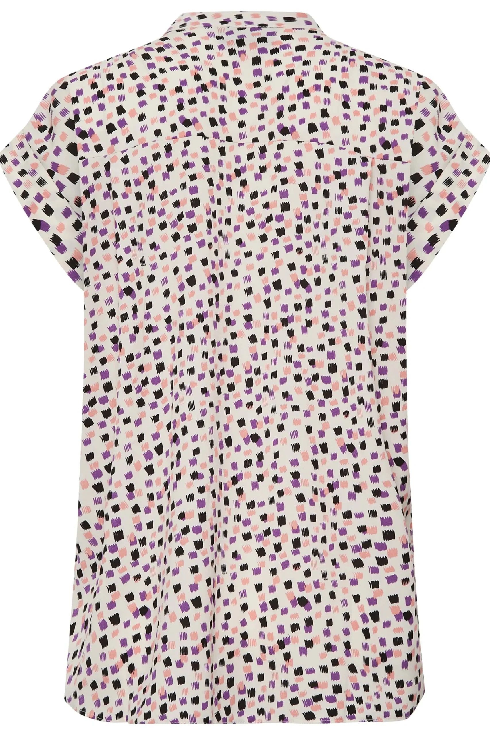 M&Co Womens White Spot Print V-Neck Blouse>Women Short Sleeve Tops