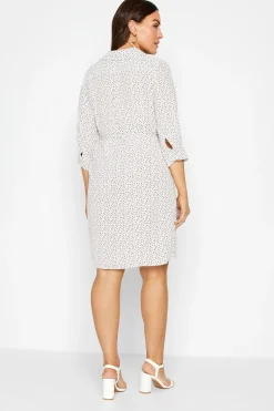 M&Co Womens White Spot Print Tie Waist Tunic Shirt Dress><noscript><img width=