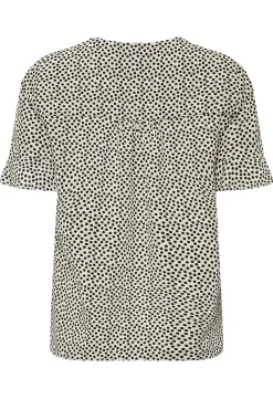 M&Co Womens White Spot Print Frill Sleeve Button Through Blouse><noscript><img width=