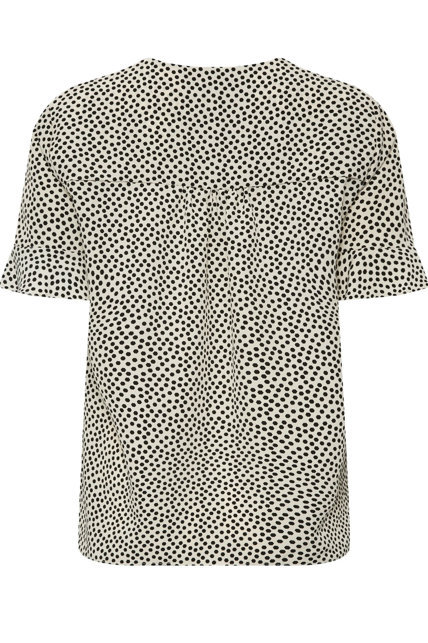 M&Co Womens White Spot Print Frill Sleeve Button Through Blouse>Women Short Sleeve Tops