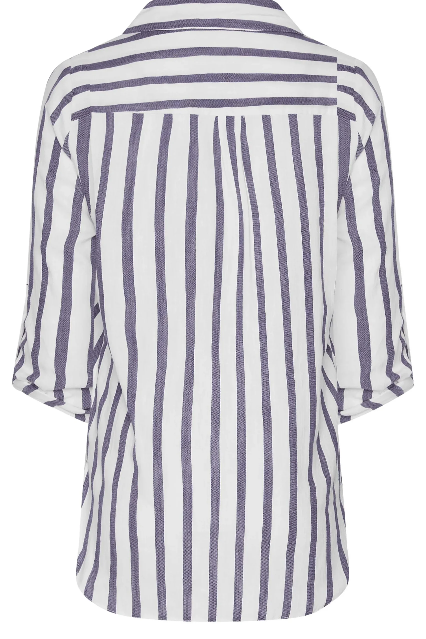M&Co Womens White Stripe Tab Sleeve Shirt>Women Shirts