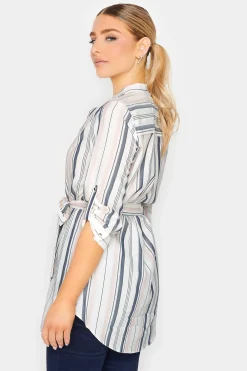 M&Co Womens White Stripe Tie Waist Blouse><noscript><img width=