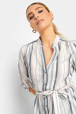 M&Co Womens White Stripe Tie Waist Blouse><noscript><img width=