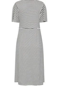M&Co Womens White Stripe Print Angel Sleeve Split Hem Midi Dress><noscript><img width=