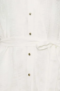 M&Co Womens White Tie Waist Textured Tunic Shirt><noscript><img width=