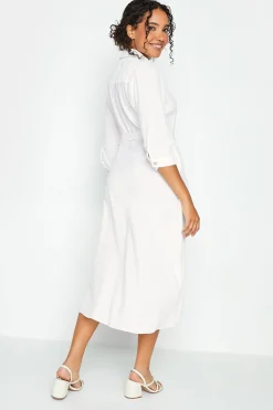 M&Co Womens White Tie Waist Shirt Dress><noscript><img width=