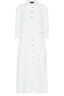 M&Co Womens White Tie Waist Shirt Dress><noscript><img width=