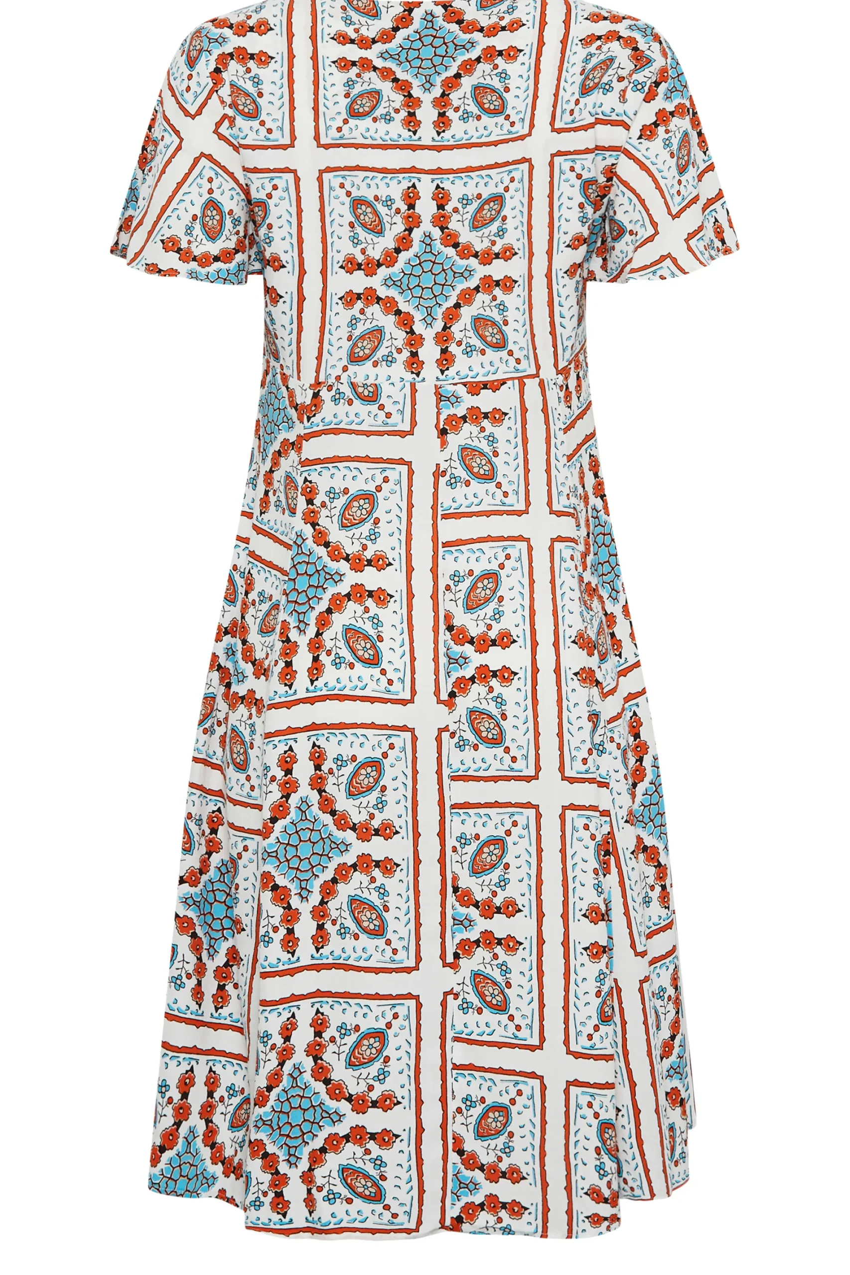 M&Co Womens White Tile Print Button Through Midi Dress>Women Midi Dresses