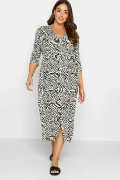 M&Co Womens White Zebra Print Button Through Midaxi Dress>Women Wedding Guest Dresses