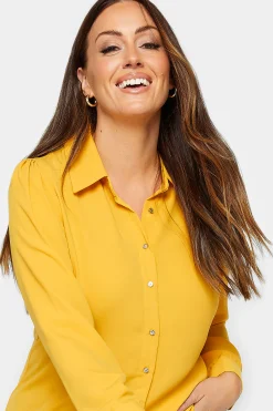 M&Co Womens Yellow Button Through Tunic Shirt><noscript><img width=