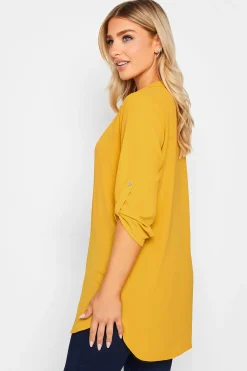 M&Co Womens Yellow Long Sleeve Button Blouse><noscript><img width=