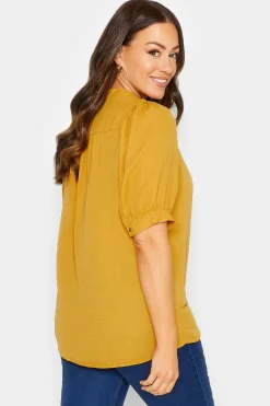 M&Co Womens Yellow Short Sleeve Blouse><noscript><img width=