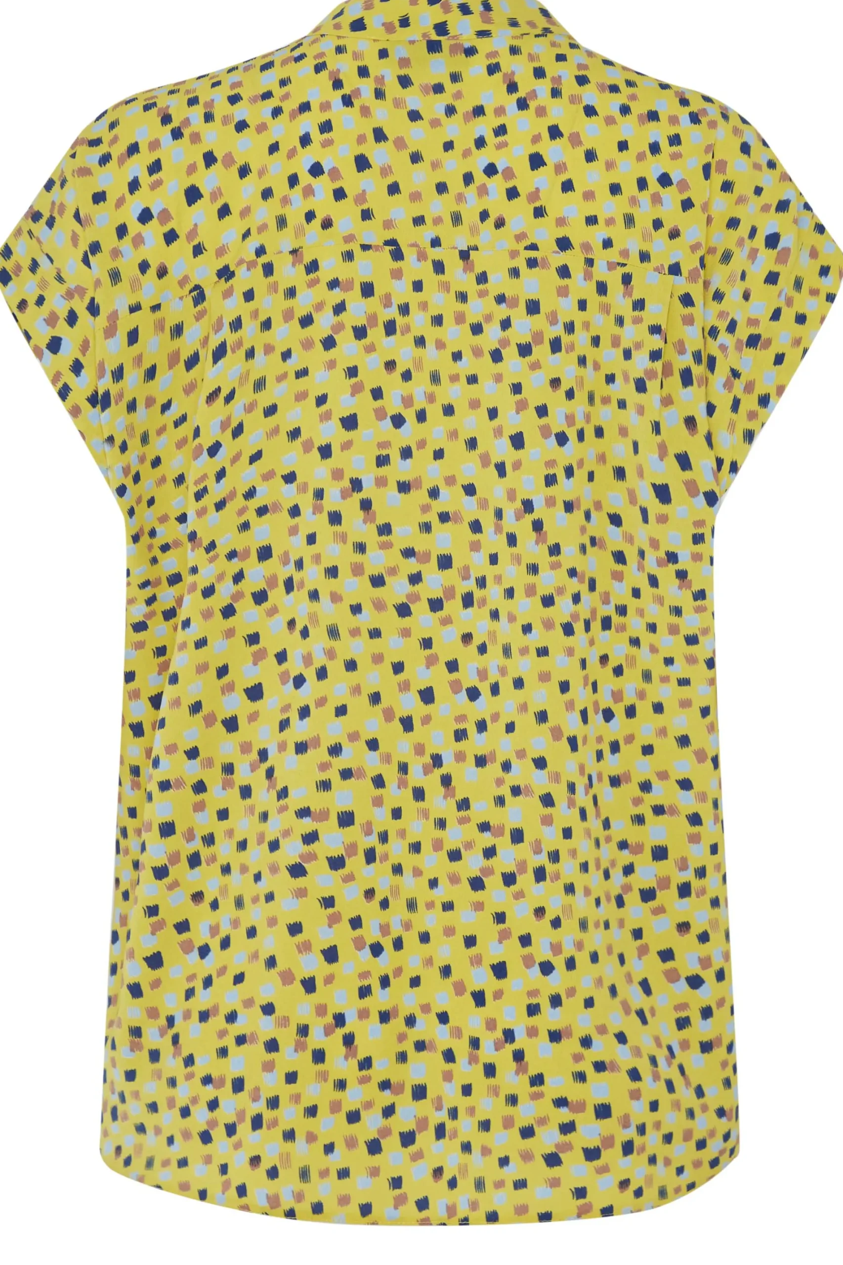 M&Co Womens Yellow Spot Print V-Neck Blouse>Women Short Sleeve Tops