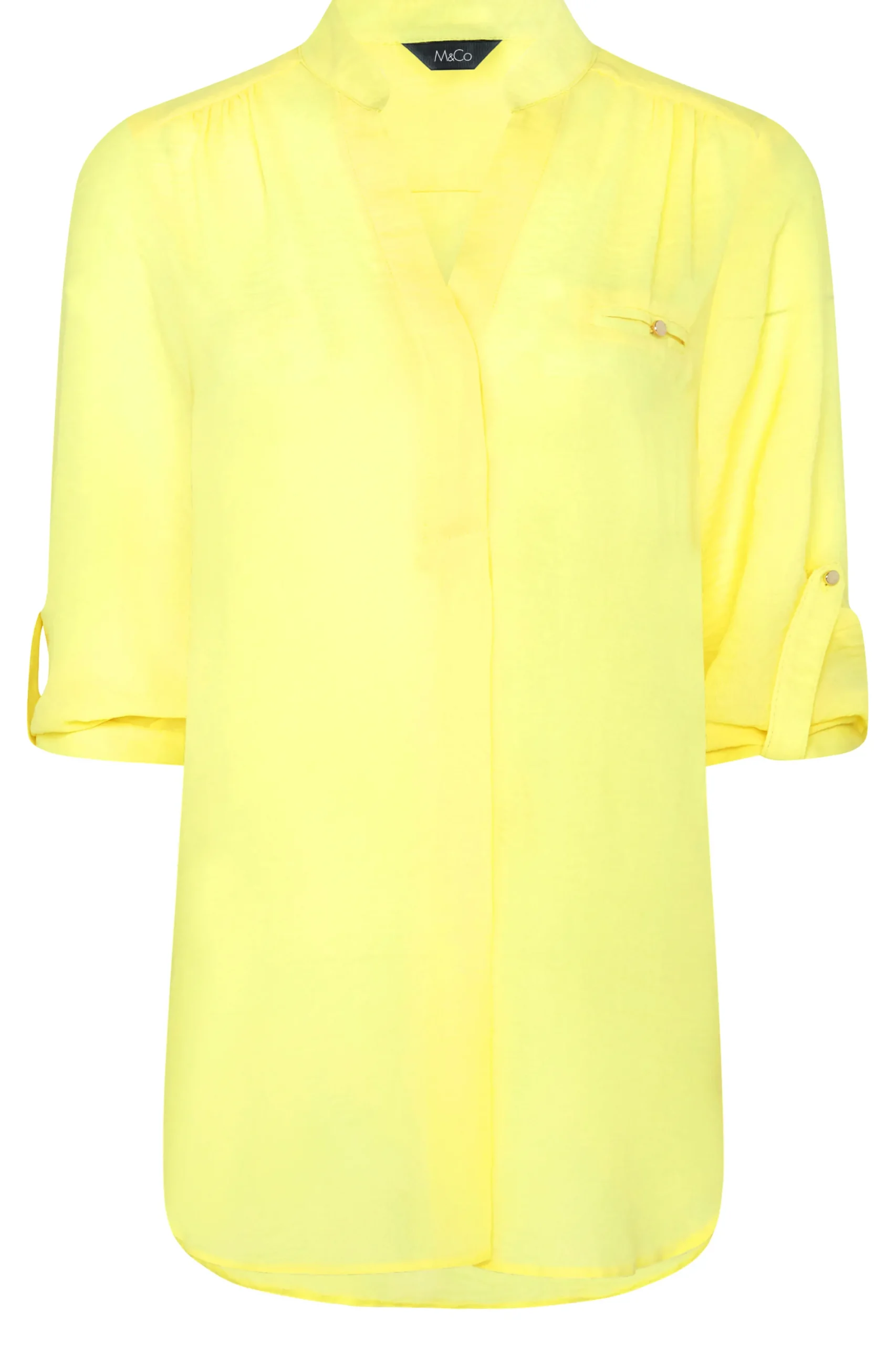 M&Co Womens Yellow Tab Sleeve Blouse>Women Shirts