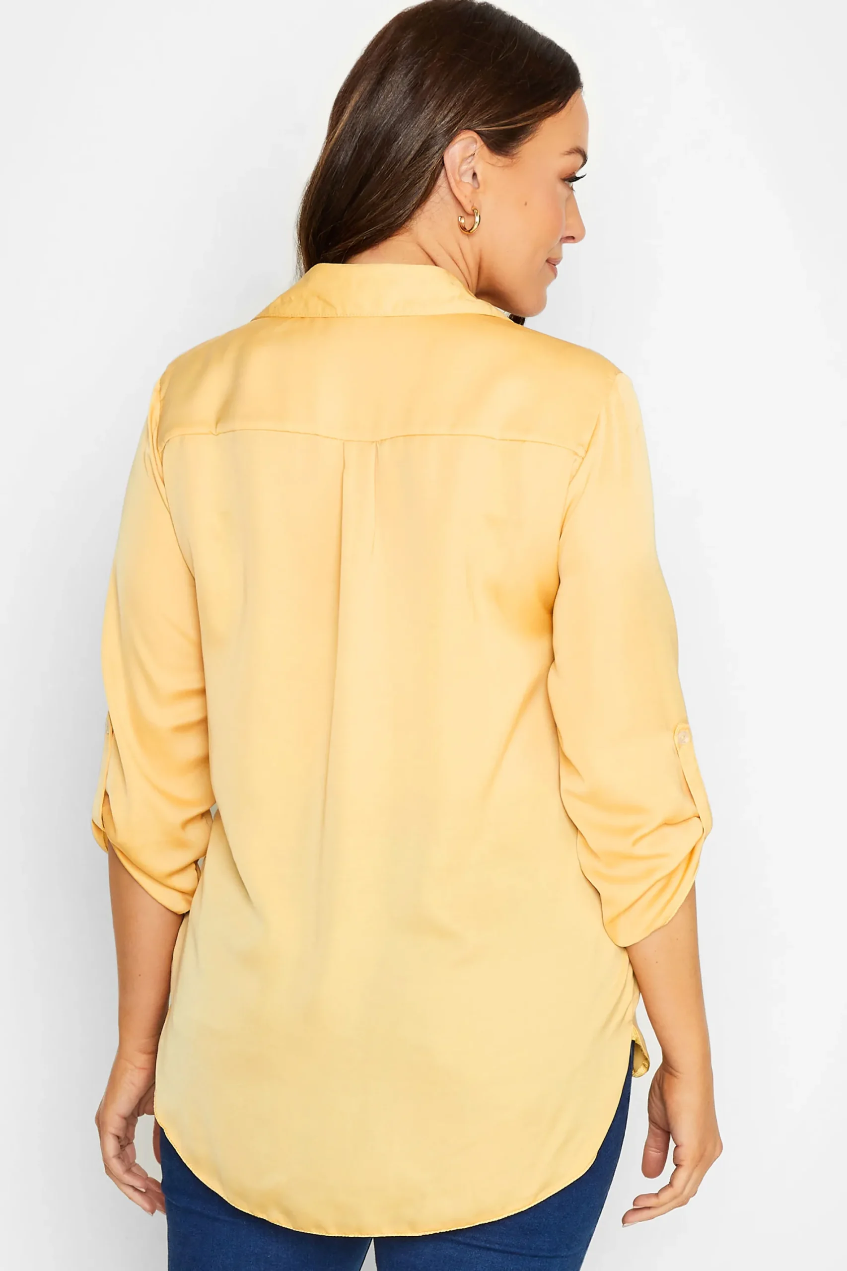 M&Co Womens Yellow Tab Sleeve Shirt>Women Shirts