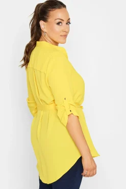 M&Co Womens Yellow Tie Waist Blouse><noscript><img width=