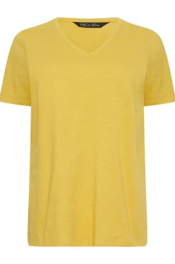 M&Co Womens Yellow V-Neck Cotton T-Shirt><noscript><img width=