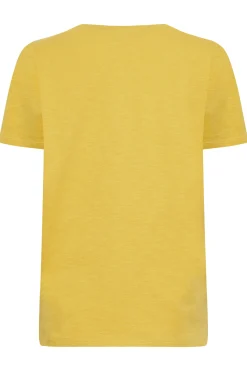 M&Co Womens Yellow V-Neck Cotton T-Shirt><noscript><img width=