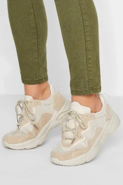 M&Co Pixiegirl Pixiegirl Beige Brown Chunky Mesh Panel Trainers In Standard Fit>Women Flat Shoes