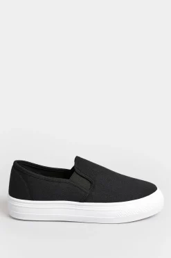 M&Co Pixiegirl Pixiegirl Black Canvas Slip On Flatform Trainers In Standard Fit><noscript><img width=
