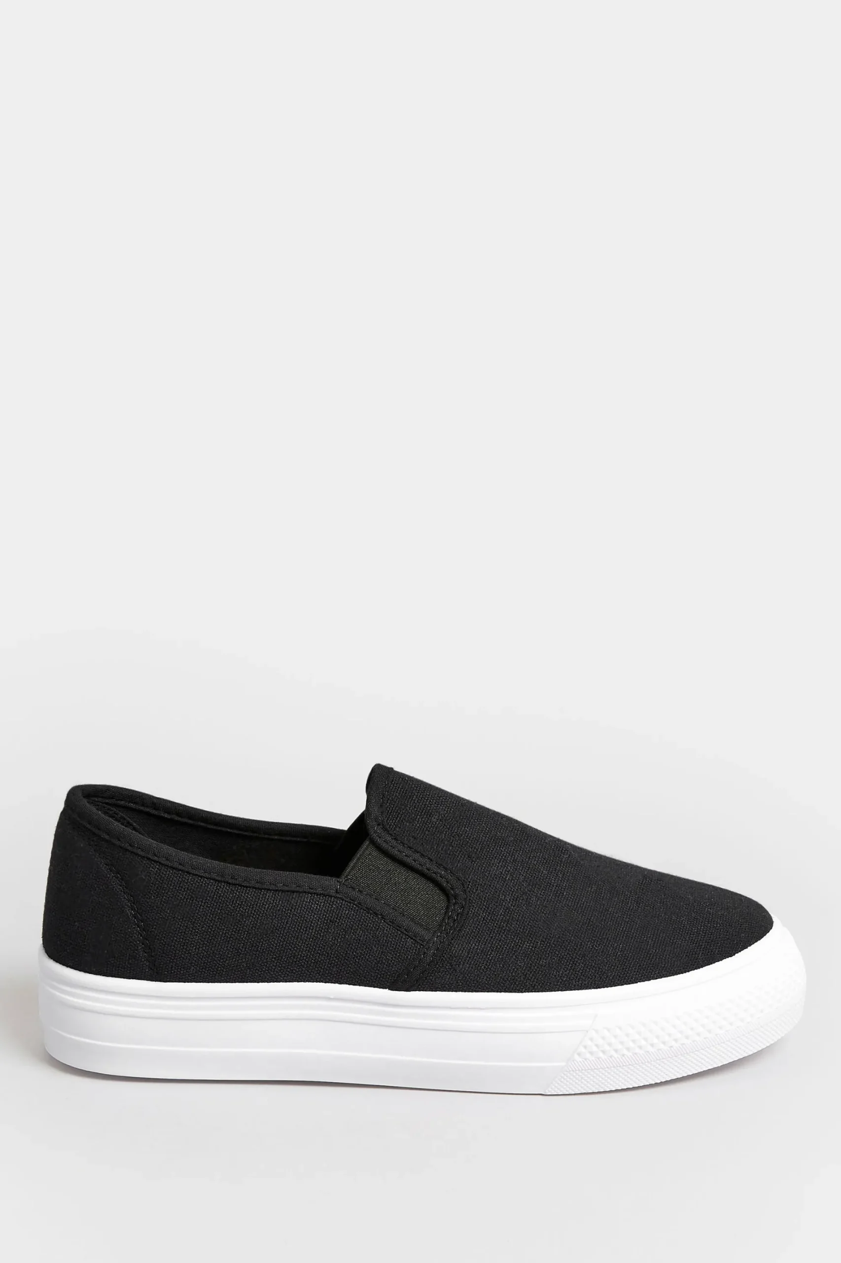 M&Co Pixiegirl Pixiegirl Black Canvas Slip On Flatform Trainers In Standard Fit>Women Flat Shoes